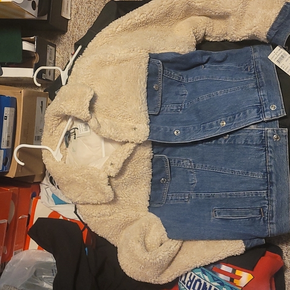 Topshop Sherpa Denim Jacket 